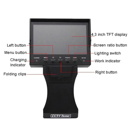 JSK-4300B 4.3 inch Handheld 12V Output Network Cable Monitoring Tester(With EU Plug Power Adapter) by buy2fix