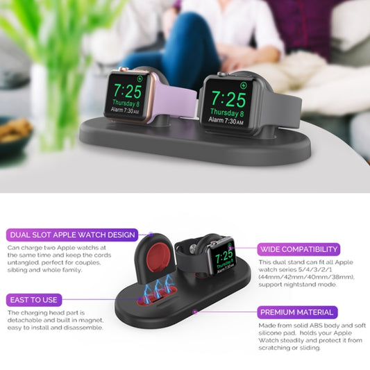 For Apple Watch / Earphone AhaStyle PT116 Universal Plastic Stand Dual Charging Storage Base(White) - Charger / Holder by AhaStyle | Online Shopping UK | buy2fix