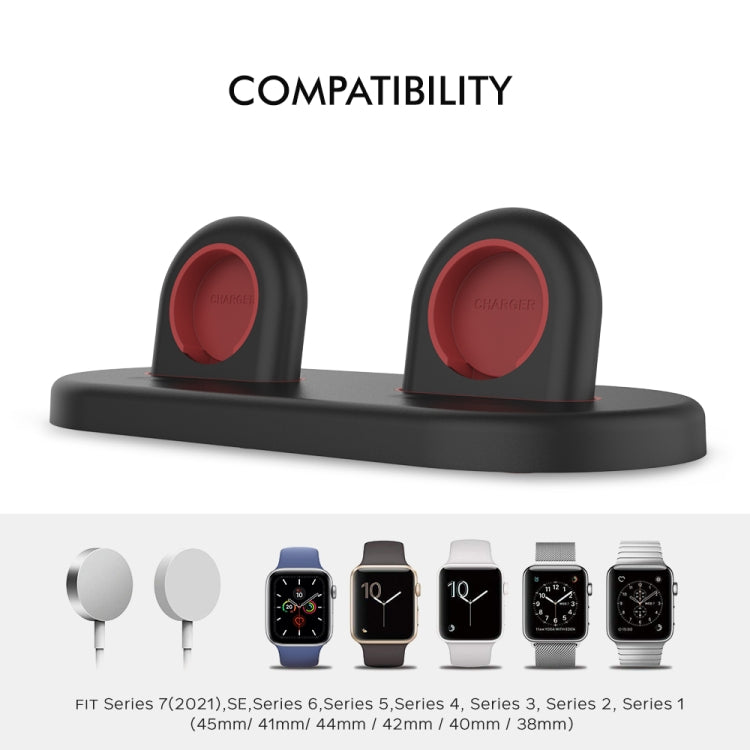 For Apple Watch / Earphone AhaStyle PT116 Universal Plastic Stand Dual Charging Storage Base(Black) - Charger / Holder by AhaStyle | Online Shopping UK | buy2fix