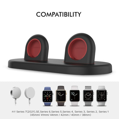 For Apple Watch / Earphone AhaStyle PT116 Universal Plastic Stand Dual Charging Storage Base(Black) - Charger / Holder by AhaStyle | Online Shopping UK | buy2fix