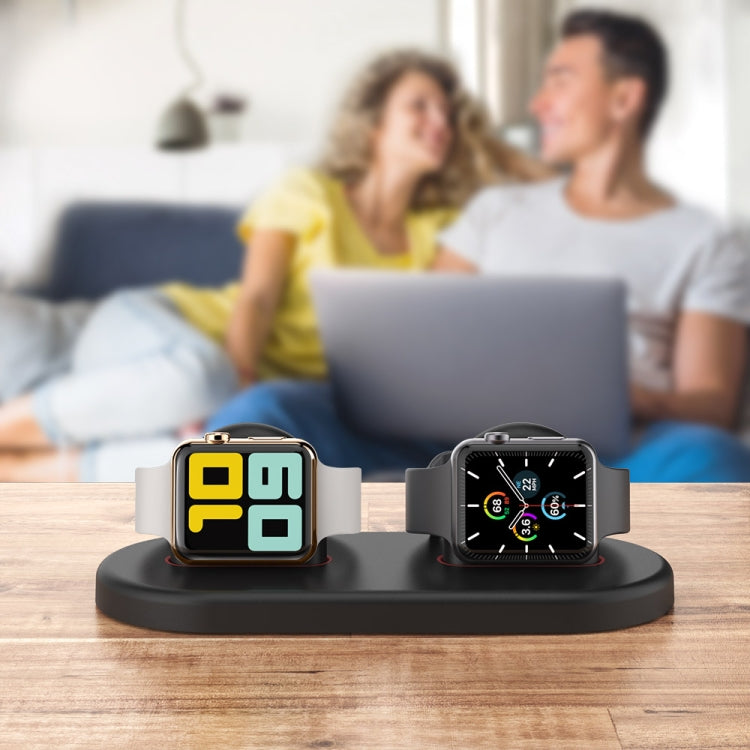 For Apple Watch / Earphone AhaStyle PT116 Universal Plastic Stand Dual Charging Storage Base(Black) - Charger / Holder by AhaStyle | Online Shopping UK | buy2fix