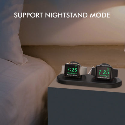 For Apple Watch / Earphone AhaStyle PT116 Universal Plastic Stand Dual Charging Storage Base(White) - Charger / Holder by AhaStyle | Online Shopping UK | buy2fix