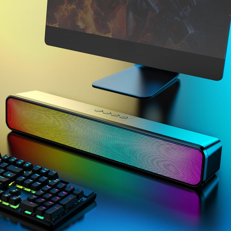E-3562 Desktop Long Strip Multifunctional RGB Colorful Light Bluetooth Wireless Speaker(Black) - Desktop Speaker by buy2fix | Online Shopping UK | buy2fix