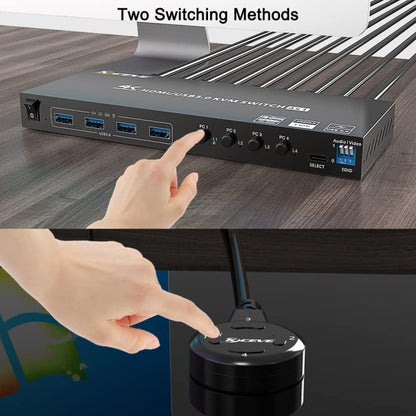KVM401A 4 Ports USB 3.0 Shared Device HDMI KVM Switch HUB Shared Converter(Black) - Switch by buy2fix | Online Shopping UK | buy2fix