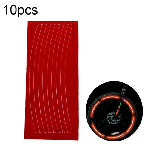 10pcs Reflective Stickers For Bicycle Rims Riding Equipment Accessories(Red) by buy2fix