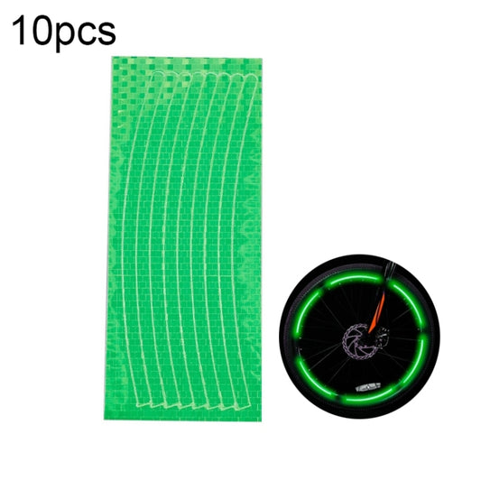 10pcs Reflective Stickers For Bicycle Rims Riding Equipment Accessories(Green) by buy2fix