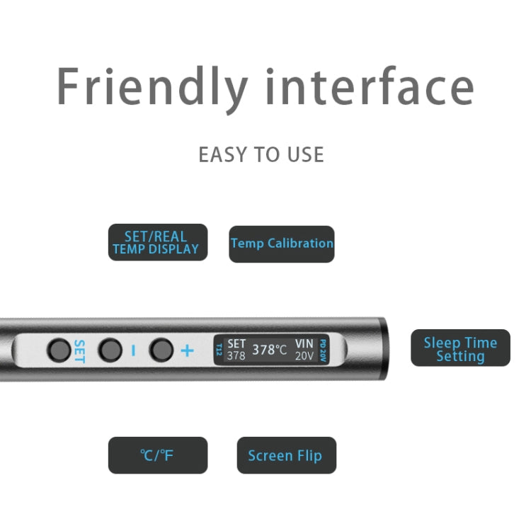 T12-BC2 PTS100 Intelligent Portable Digital Display Small Constant Temperature Repair Soldering Iron PD65W Powered Mini Soldering Station - Electric Soldering Iron by buy2fix | Online Shopping UK | buy2fix