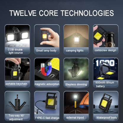 Double Sided COB Flashlight Mini Keychain Light Camping Light Without Stand - Mini Flashlight by buy2fix | Online Shopping UK | buy2fix