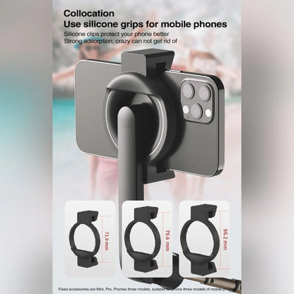 Magnetic Selfie Stick Tripod Handheld Stabilizer Rod With Remote Controller(Black) - Selfie Sticks by buy2fix | Online Shopping UK | buy2fix