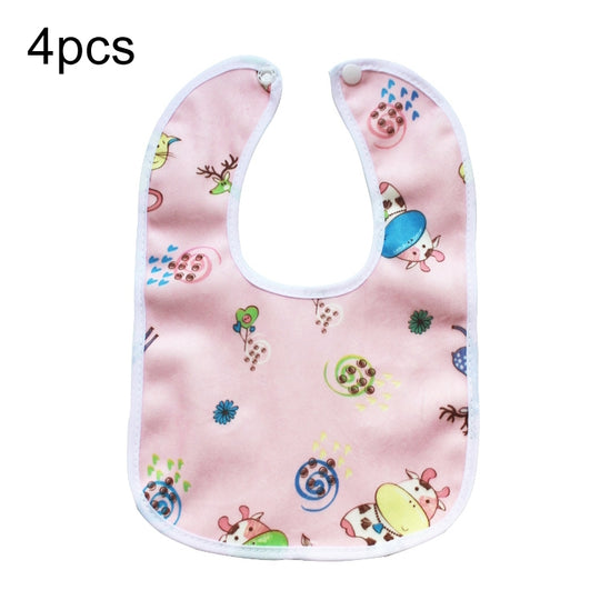 4pcs Waterproof Kids Bib Crystal Velvet Double Layer Baby Drool Towel(Color and Style Random Delivery)