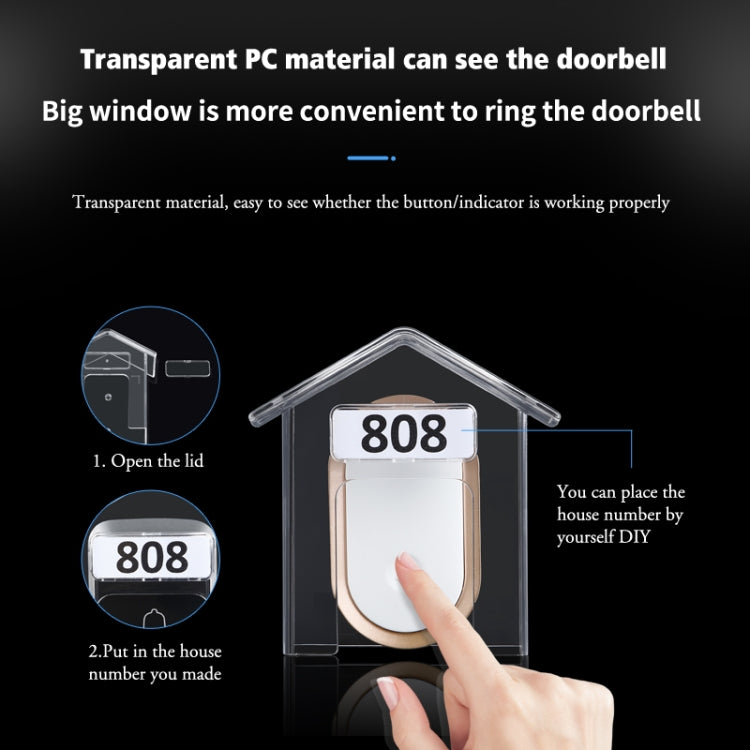 Wireless Doorbell Waterproof Cover Outdoor Doorbell Transparent Rain Protection Case(E30) by buy2fix