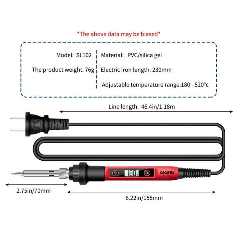 ANENG SL102 12pcs/set Digital Thermostat Household Constant Temperature Soldering Iron Set 60W Internal Heat Welding Tool Kit(EU Plug) - Electric Soldering Iron by buy2fix | Online Shopping UK | buy2fix
