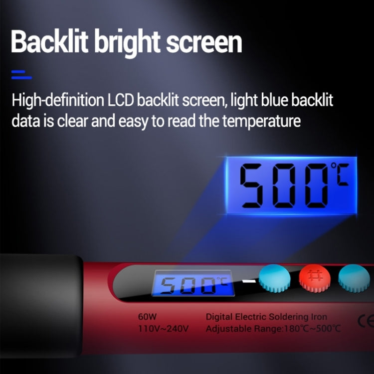 ANENG SL103 13pcs/set Intelligent Digital Display Temperature Adjustment Household Constant Temperature Soldering Iron Set 60W Internal Heat Welding Tool Kit(EU Plug) - Electric Soldering Iron by buy2fix | Online Shopping UK | buy2fix
