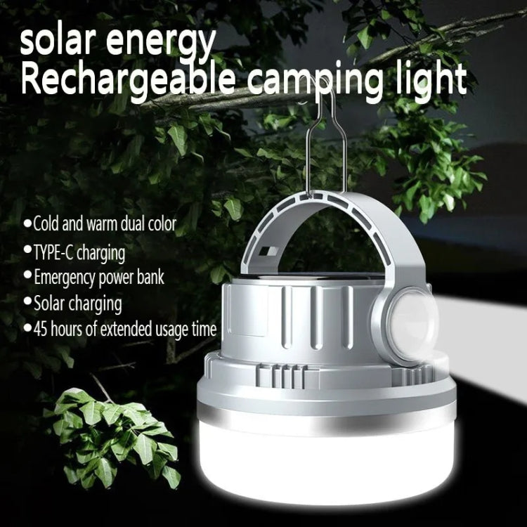M10 Solar Tent Light With Portable Power Supply Handheld Camping Light Outdoor Vintage Mood Lights(Gray) by buy2fix