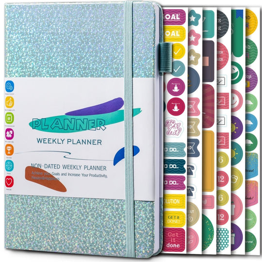 A5 Starry Sky Undated Planner Journal Financial Notebook(Blue)