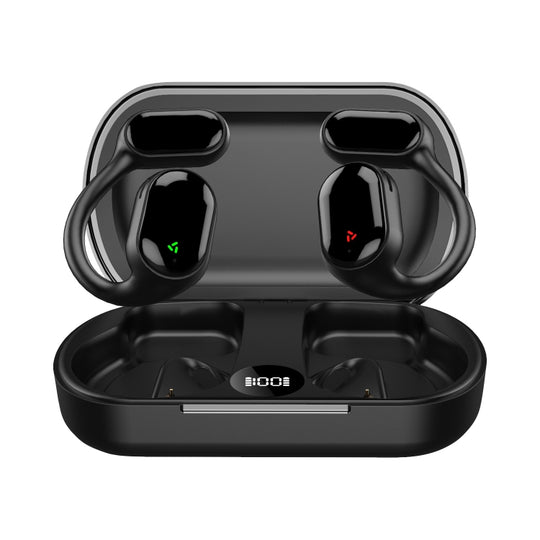 Air Conduction Ear-Hanging LED Digital Display Wireless ENC Noise Reduction Sports Bluetooth Earphones(Black)