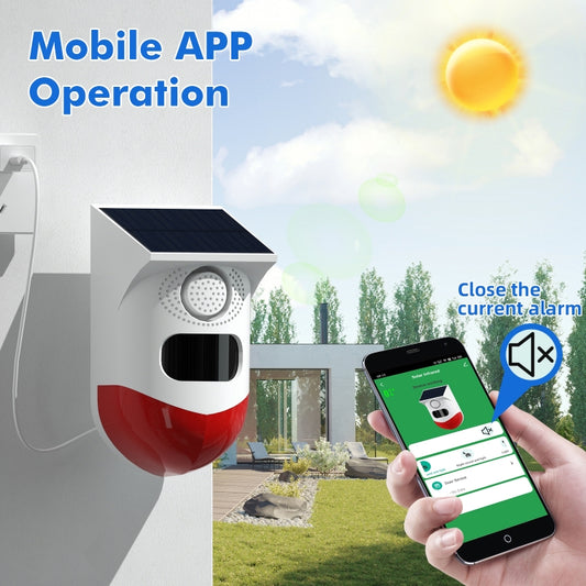 CT80R USB Upgrade Model Infrared Motion Detector Solar Outdoor PIR Wireless Strobe Siren Detector Sound Alarm by buy2fix