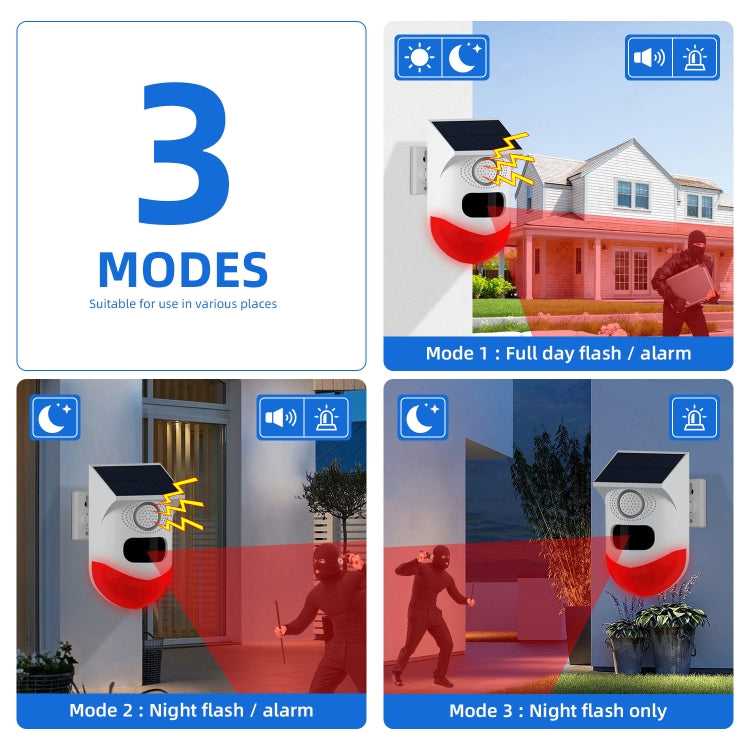 CT80R USB Upgrade Model Infrared Motion Detector Solar Outdoor PIR Wireless Strobe Siren Detector Sound Alarm by buy2fix