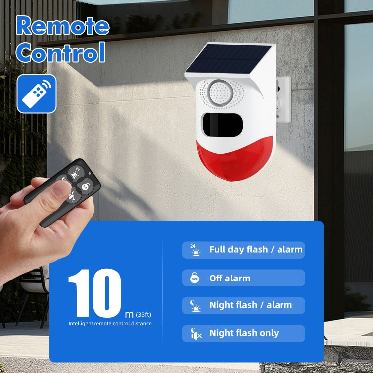 CT80R USB Upgrade Model Infrared Motion Detector Solar Outdoor PIR Wireless Strobe Siren Detector Sound Alarm by buy2fix