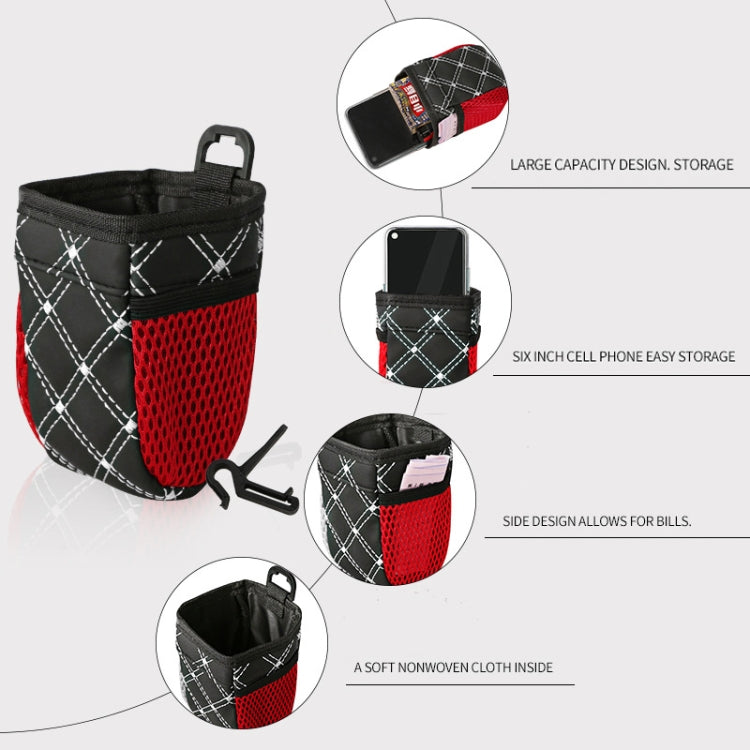 2pcs Car Air Outlet Sundries Storage Bag With Net Pocket(Red Line) by buy2fix