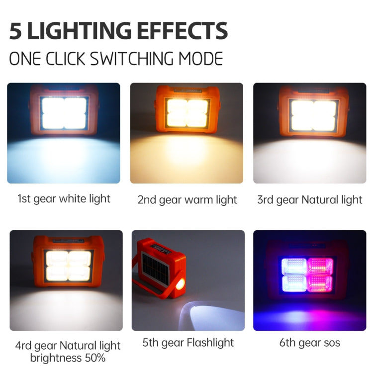Solar Flood Light Portable Flashlight Emergency Work Light(Orange) by buy2fix