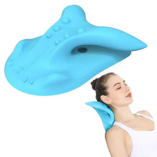 Neck Massager Cervical Spondylosis Correction Pillow, Color: 877 Cow Horns Blue