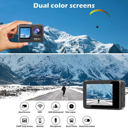 WIFI Color Dual-Screen HD 4K Video Outdoor Waterproof Sports Camera(AT-Q60AR) by buy2fix