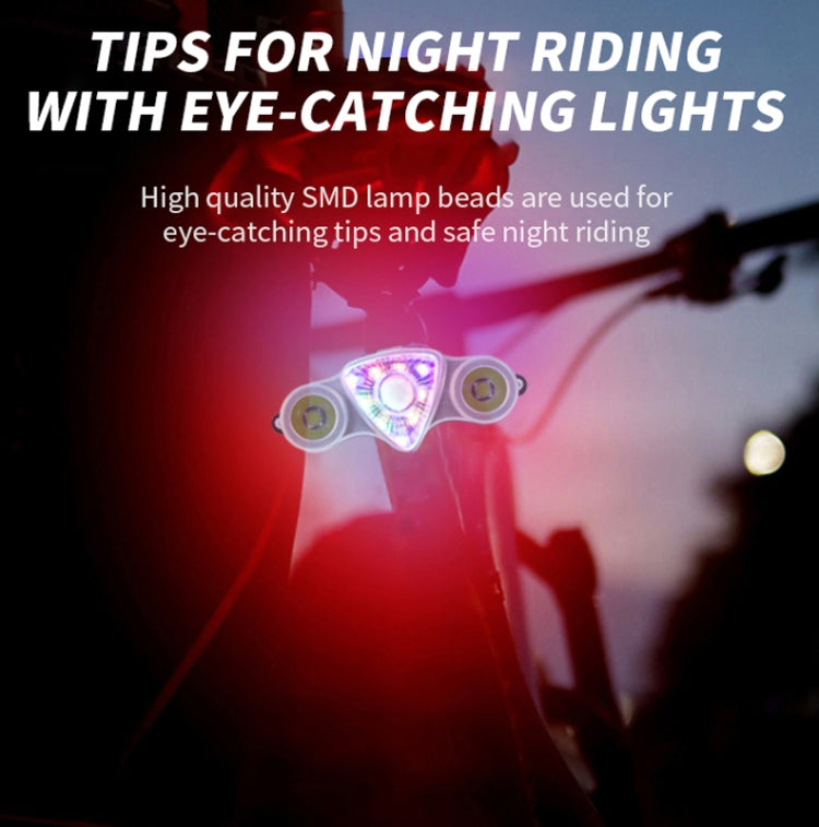 9+2 LED Bicycle Tail Light Rechargeable MTB Road Bike Headlight Warning Light(Color Light+White Light) by buy2fix