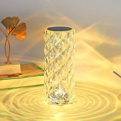 RGB Crystal Rose Atmosphere Table Lamp Bedroom Touch LED Decorative Night Light, Style: Bluetooth Speaker Model - Bedside Light by buy2fix | Online Shopping UK | buy2fix