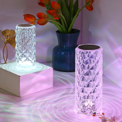 RGB Crystal Rose Atmosphere Table Lamp Bedroom Touch LED Decorative Night Light, Style: Bluetooth Speaker Model - Bedside Light by buy2fix | Online Shopping UK | buy2fix
