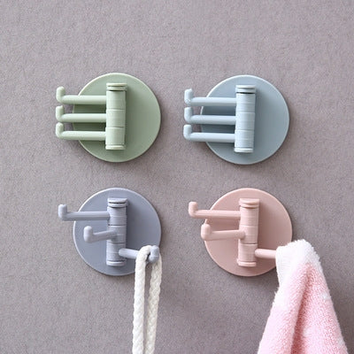 10pcs /Pack 3 Hooks Rotatable Hook Kitchen Bathroom Paste Wall Hook(Random Color) - Shelf & Hooks by buy2fix | Online Shopping UK | buy2fix