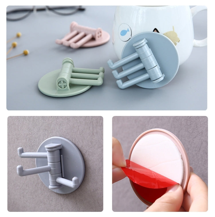 10pcs /Pack 3 Hooks Rotatable Hook Kitchen Bathroom Paste Wall Hook(Random Color) - Shelf & Hooks by buy2fix | Online Shopping UK | buy2fix