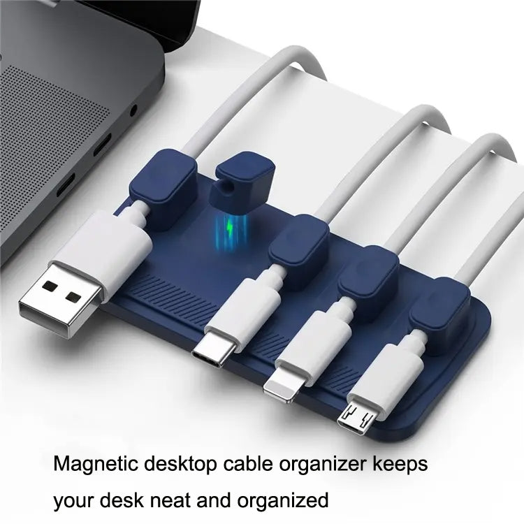 Punch Free Self-Adhesive Desktop Magnetic Data Cable Storage Fixer(Blue) by buy2fix