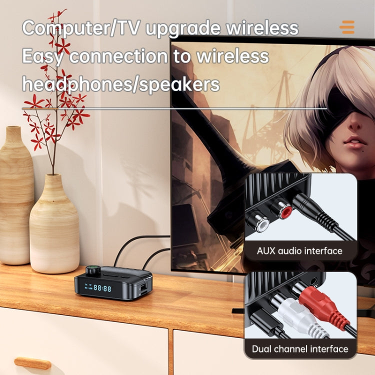 Digital Display Bluetooth 5.3 Audio Receiver Transmitter Support USB /TF Card MP3 Player by buy2fix