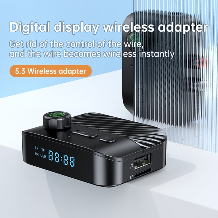 Digital Display Bluetooth 5.3 Audio Receiver Transmitter Support USB /TF Card MP3 Player by buy2fix