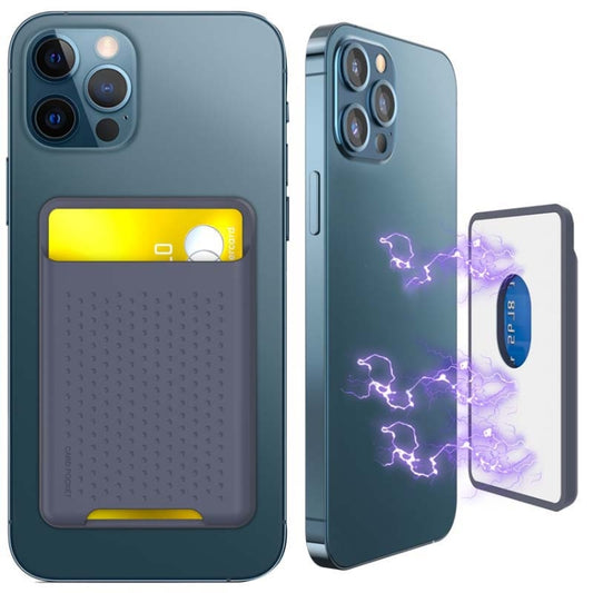 For IPhone 12 / 13 / 14 Series AhaStyle PT133 Mobile Phone Magnetic Silicone Card Case(Midnight Blue Matte) - Adhesive Card Holders by AhaStyle | Online Shopping UK | buy2fix