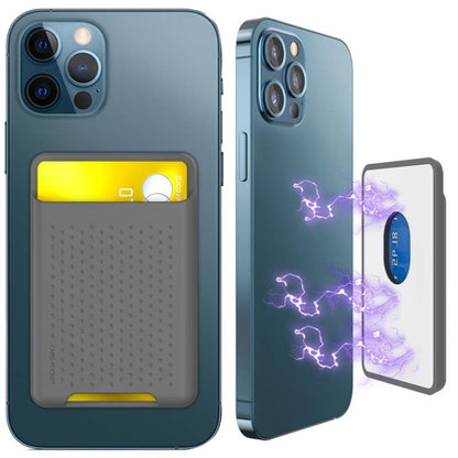 For IPhone 12 / 13 / 14 Series AhaStyle PT133 Mobile Phone Magnetic Silicone Card Case(Gray Matte) - Adhesive Card Holders by AhaStyle | Online Shopping UK | buy2fix