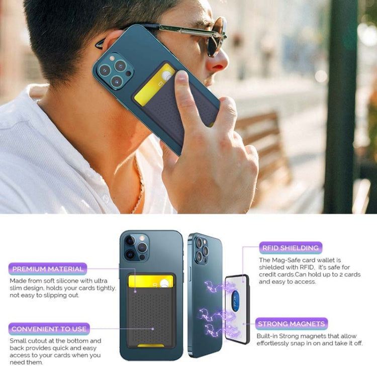 For IPhone 12 / 13 / 14 Series AhaStyle PT133 Mobile Phone Magnetic Silicone Card Case(Gray Matte) - Adhesive Card Holders by AhaStyle | Online Shopping UK | buy2fix