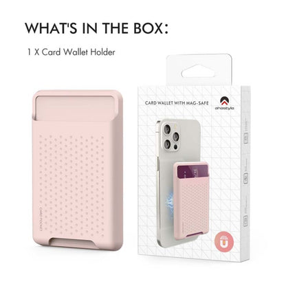 For IPhone 12 / 13 / 14 Series AhaStyle PT133 Mobile Phone Magnetic Silicone Card Case(Pink Frosted) - Adhesive Card Holders by AhaStyle | Online Shopping UK | buy2fix