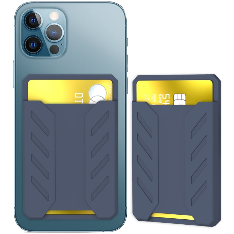 For iPhone 12 / 13 / 14 Series AhaStyle PT133-A Silicone Magnetic Card Case(Midnight Blue) - Adhesive Card Holders by AhaStyle | Online Shopping UK | buy2fix
