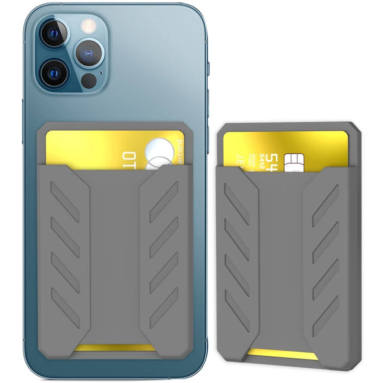 For iPhone 12 / 13 / 14 Series AhaStyle PT133-A Silicone Magnetic Card Case(Dark Gray) - Adhesive Card Holders by AhaStyle | Online Shopping UK | buy2fix