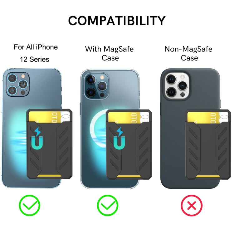 For iPhone 12 / 13 / 14 Series AhaStyle PT133-A Silicone Magnetic Card Case(Midnight Blue) - Adhesive Card Holders by AhaStyle | Online Shopping UK | buy2fix
