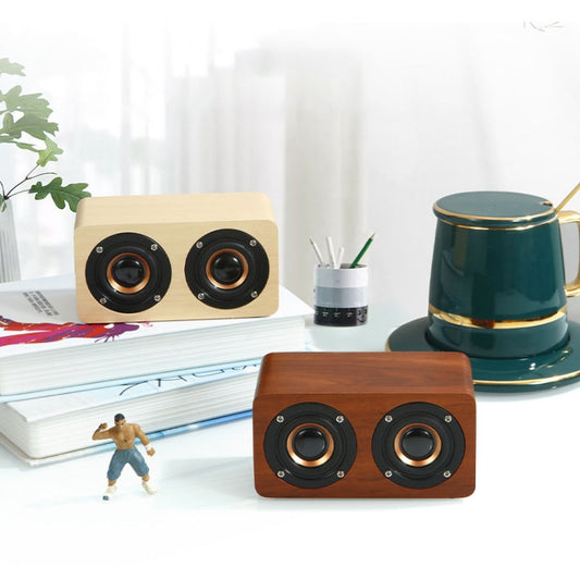 Wooden Retro 3D Stereo Audio Bluetooth Speaker Subwoofer Desktop Audio(Brown Wood Pattern) - Desktop Speaker by buy2fix | Online Shopping UK | buy2fix