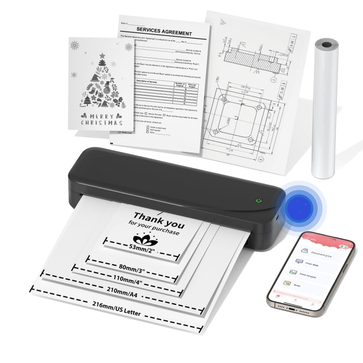 Phomemo M833  300dpi Wireless Bluetooth Thermal Printer Support Multi-Size Thermal Paper(Black) - Receipt Printers by Phomemo | Online Shopping UK | buy2fix
