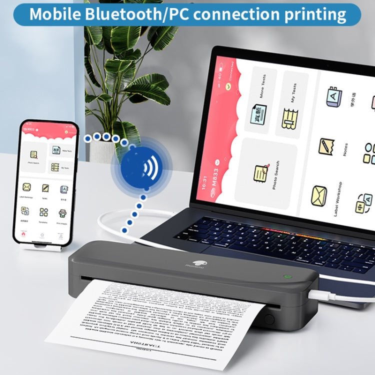Phomemo M833  300dpi Wireless Bluetooth Thermal Printer Support Multi-Size Thermal Paper(Black) - Receipt Printers by Phomemo | Online Shopping UK | buy2fix