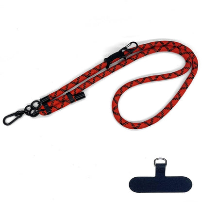 10mm Thick Rope Mobile Phone Anti-Lost Adjustable Lanyard Spacer(Red Black Coarse Patterns) - Lanyards & Wrist Straps by buy2fix | Online Shopping UK | buy2fix