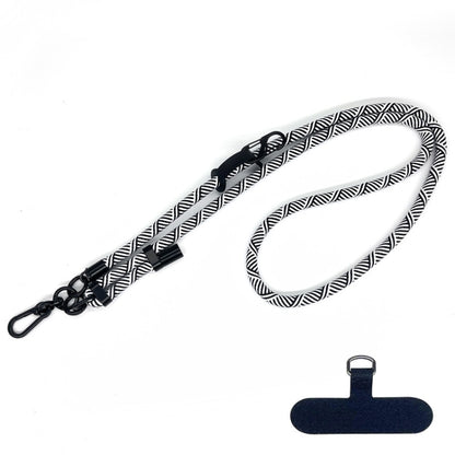 10mm Thick Rope Mobile Phone Anti-Lost Adjustable Lanyard Spacer(White Black Twill) - Lanyards & Wrist Straps by buy2fix | Online Shopping UK | buy2fix