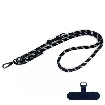 10mm Thick Rope Mobile Phone Anti-Lost Adjustable Lanyard Spacer(Black White Coarse Twill) - Lanyards & Wrist Straps by buy2fix | Online Shopping UK | buy2fix