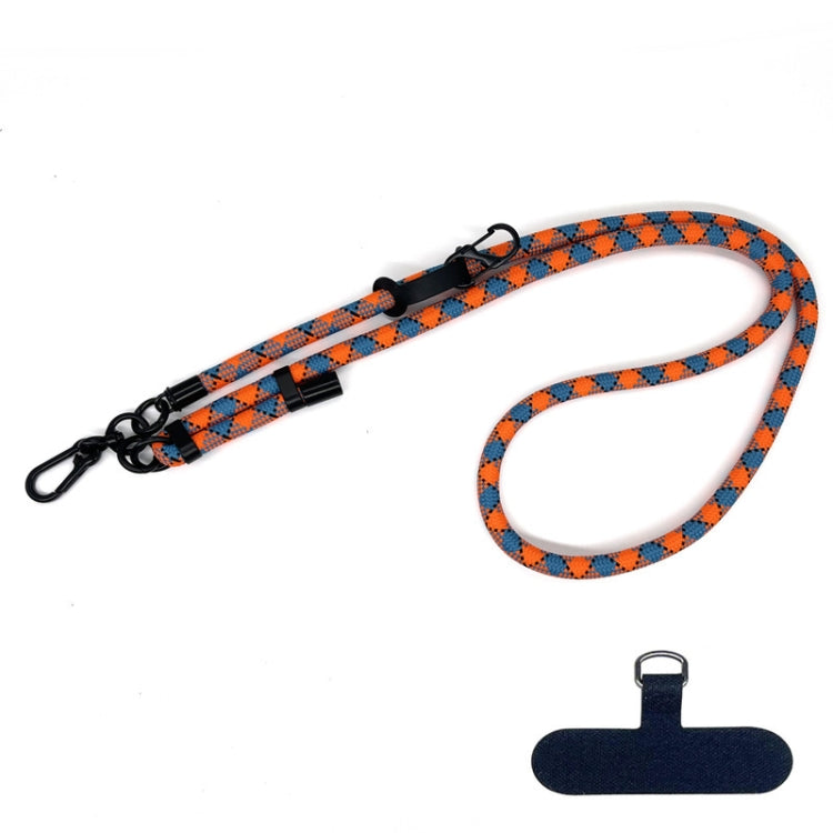 10mm Thick Rope Mobile Phone Anti-Lost Adjustable Lanyard Spacer(Orange Blue Diamond Pattern) - Lanyards & Wrist Straps by buy2fix | Online Shopping UK | buy2fix