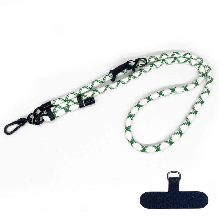 10mm Thick Rope Mobile Phone Anti-Lost Adjustable Lanyard Spacer(White Green Coarse Pattern) - Lanyards & Wrist Straps by buy2fix | Online Shopping UK | buy2fix